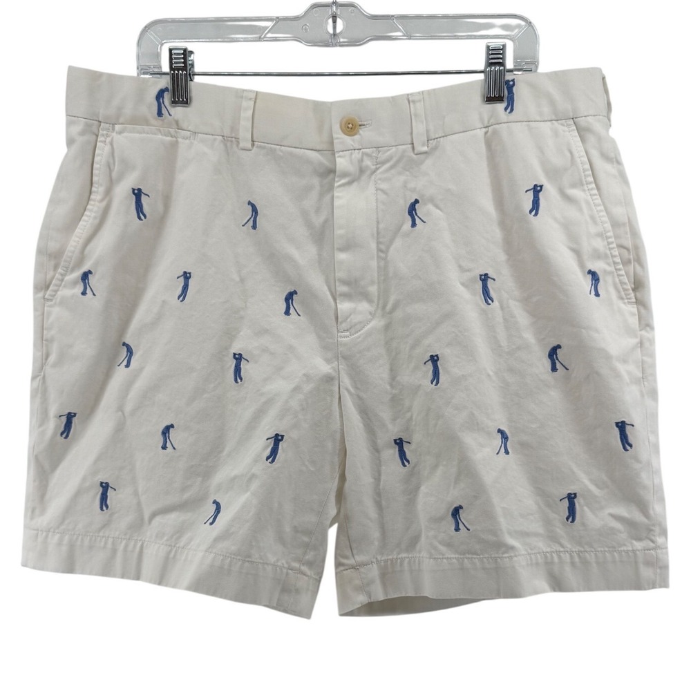 Polo Golf Ralph Lauren Mens White Embroidered Golfer Cotton Chino Shorts Size 38